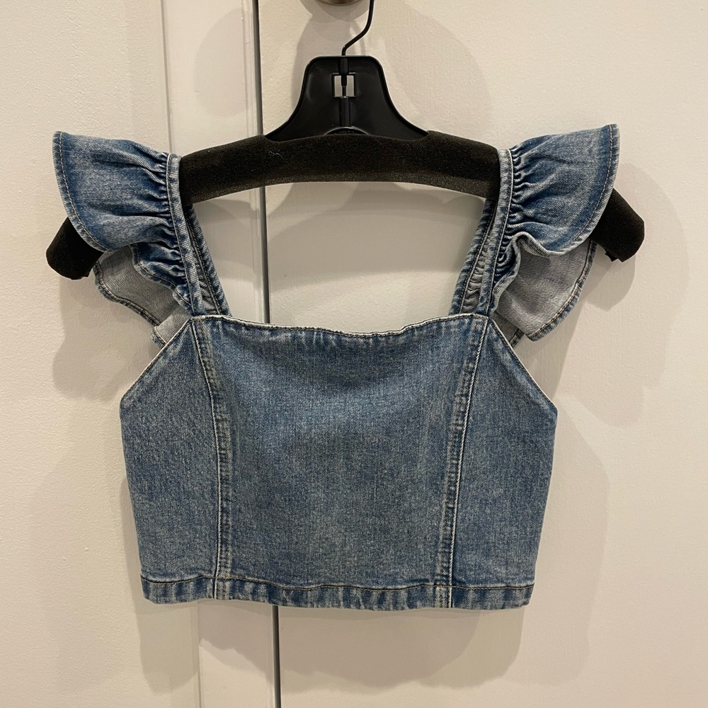 NWT Alice and Olivia Cropped Denim Tank size 2